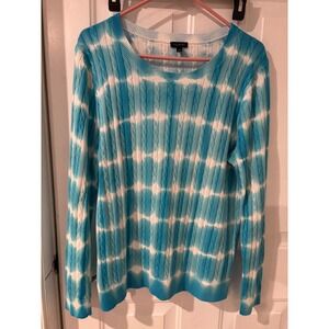 Talbots Women's Long Sleeve Tie Dye Cable Knit Sweater‎ Large
